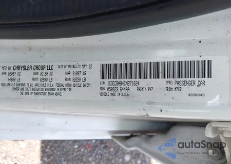 2012 Chrysler 200 Lx from USA, damaged, VIN 1C3CCBAB4CN271624